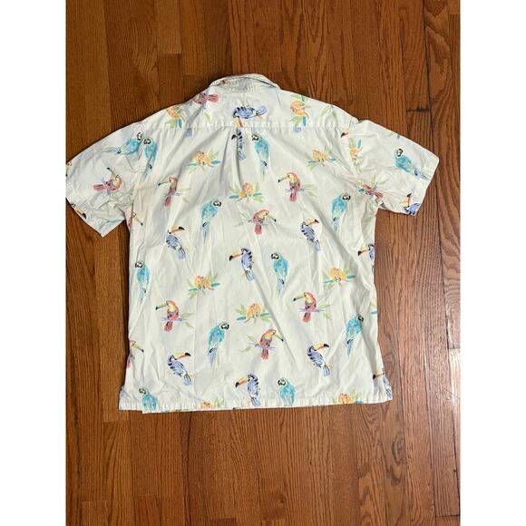 Chubbies "The Nutter" White Tropical Parrots Polo Shirt Men's Medium- EUC - Picture 2 of 6
